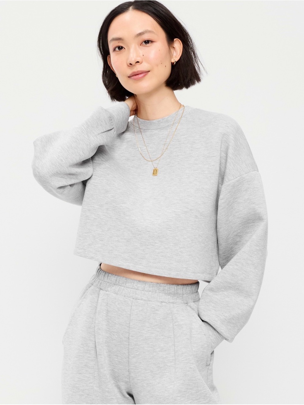 Old Navy Bounce Fleece Cropped Top Sweatshirt Oversized Slouchy XL Workouts